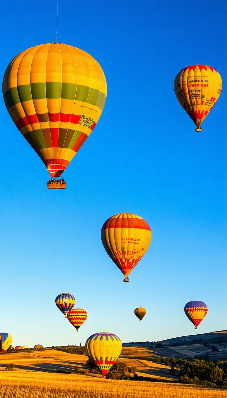 many bright colored hot air balloons in a clear blue sky-1 many bright colored hot air balloons in a clear blue sky-1